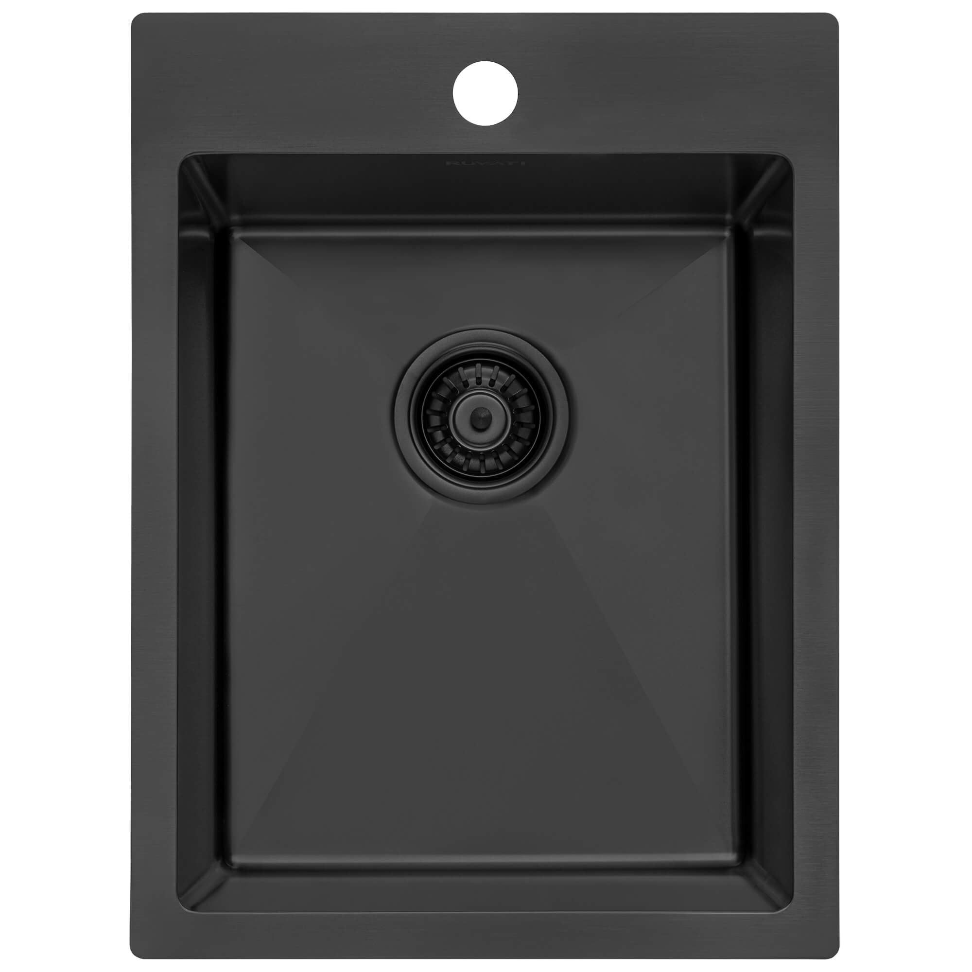 Alternative View of Ruvati Terraza 15 x 20 inch Gunmetal Black Stainless Steel Drop-in Topmount Bar Prep Sink Single Bowl, 16, RVH8110BL