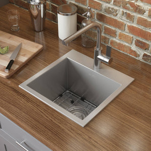 Alternate Image for Ruvati Tirana 15" Square Stainless Steel Bar/Prep Sink, 16 Gauge, RVH8115