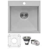 Alternative View of Ruvati Tirana 18" Square Stainless Steel Bar/Prep Sink, 16 Gauge, RVH8118