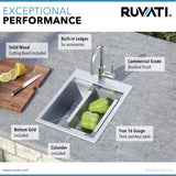 Alternative View of Ruvati Vino 15" Rectangle Stainless Steel Workstation Bar/Prep Sink, 16 Gauge, RVH8210