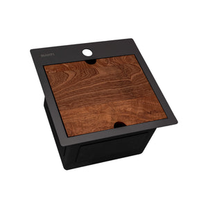 Alternate Image for Ruvati Giana 15 inch Gunmetal Black Stainless Steel Workstation Wet Bar Sink Drop-in Topmount, 16, RVH8215BL