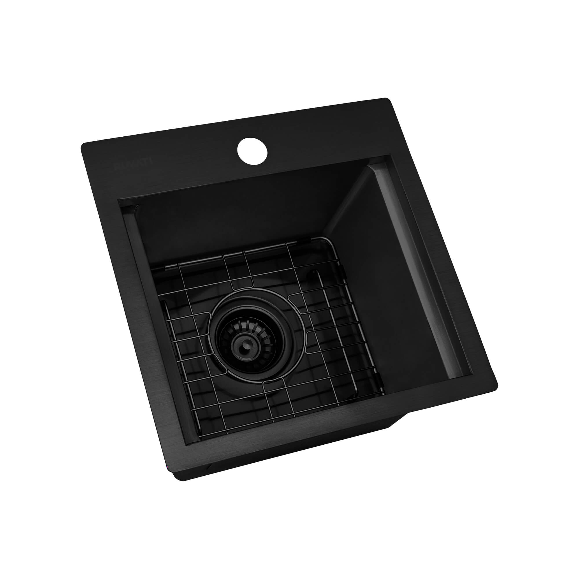 Alternative View of Ruvati Giana 15 inch Gunmetal Black Stainless Steel Workstation Wet Bar Sink Drop-in Topmount, 16, RVH8215BL