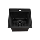 Ruvati Giana 15 inch Gunmetal Black Stainless Steel Workstation Wet Bar Sink Drop-in Topmount, 16, RVH8215BL