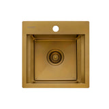 Ruvati Giana 15 inch Polished Brass Matte Gold Stainless Steel Workstation Wet Bar Sink Drop-in Topmount, 16, Matte Gold Satin Brass, RVH8215GG