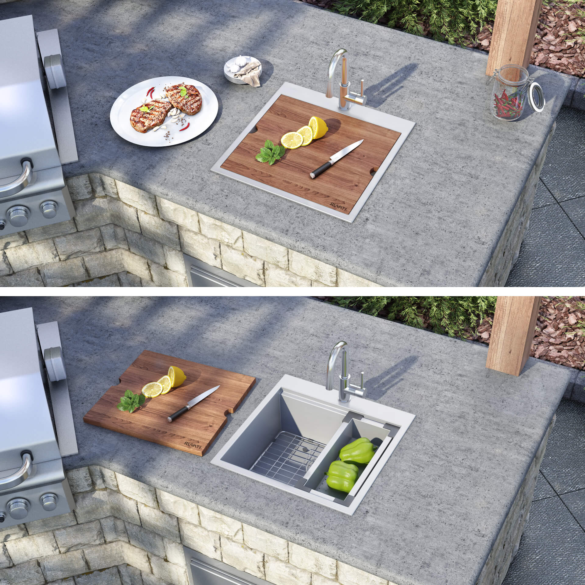 Alternative View of Ruvati Vino 21" Rectangle Stainless Steel Workstation Bar/Prep Sink, 16 Gauge, RVH8221