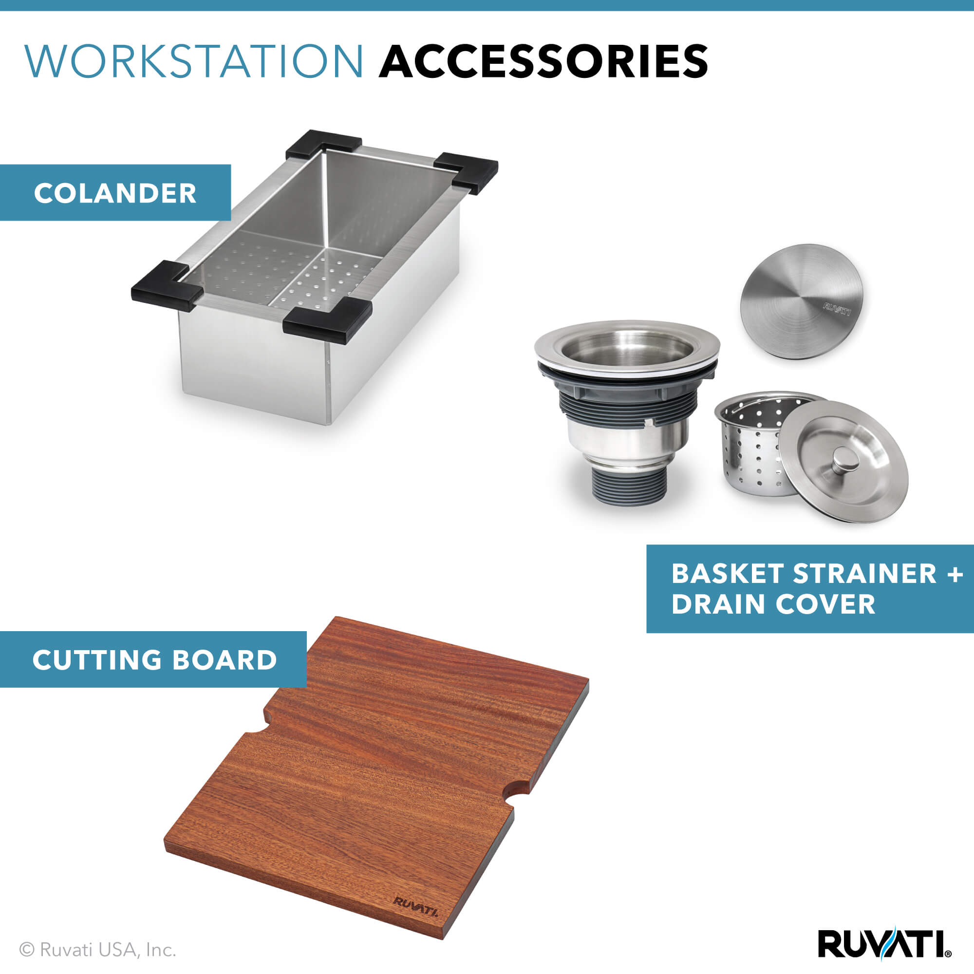Alternative View of Ruvati Vino 21" Rectangle Stainless Steel Workstation Bar/Prep Sink, 16 Gauge, RVH8221