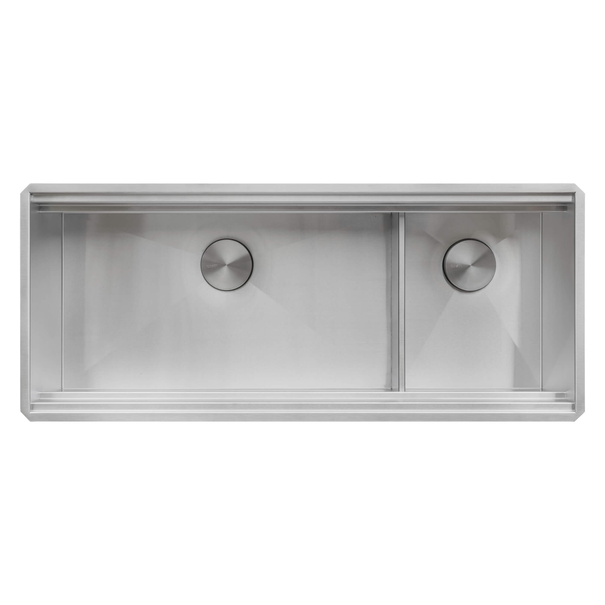 Alternative View of Ruvati Dual-Tier 45-inch Double Bowl Workstation Two-Tiered Ledge Kitchen Sink Undermount 16 Gauge Stainless Steel, RVH8253