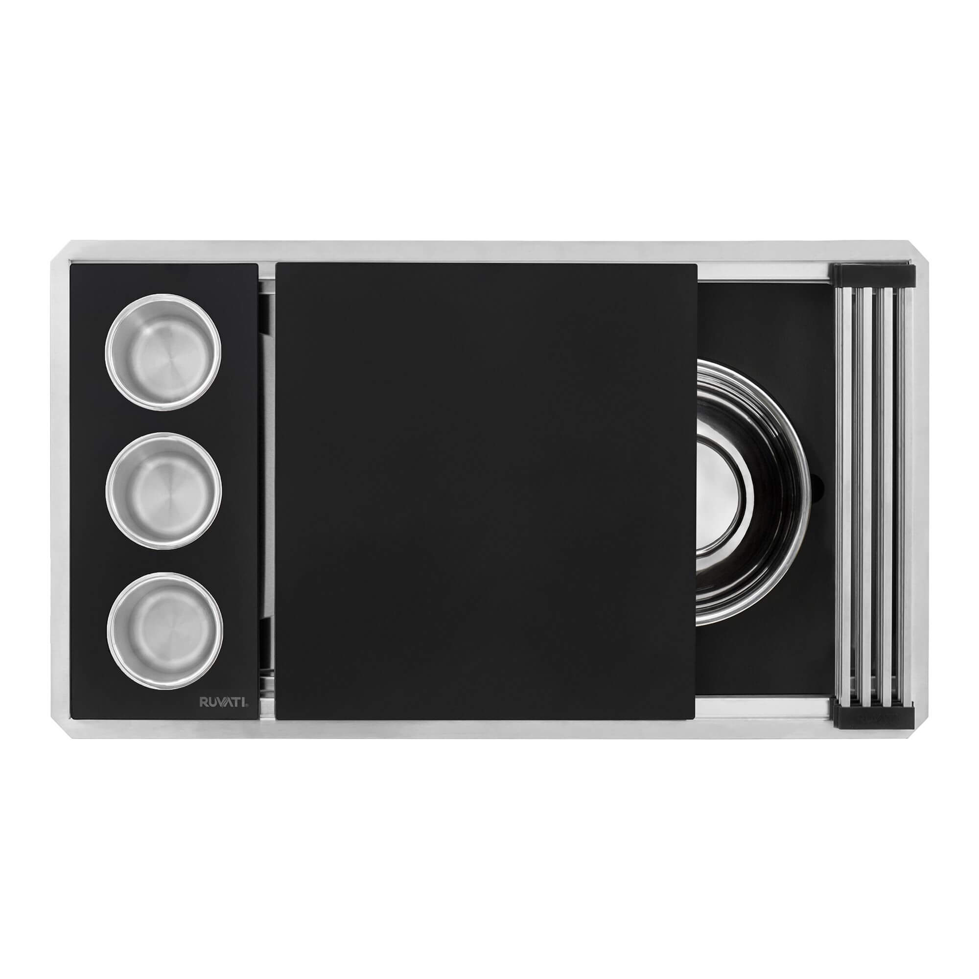 Ruvati Dual Tier Nova 33" Undermount Stainless Steel Workstation Kitchen Sink, 60/40 Double Bowl, RVH8254 Product Image