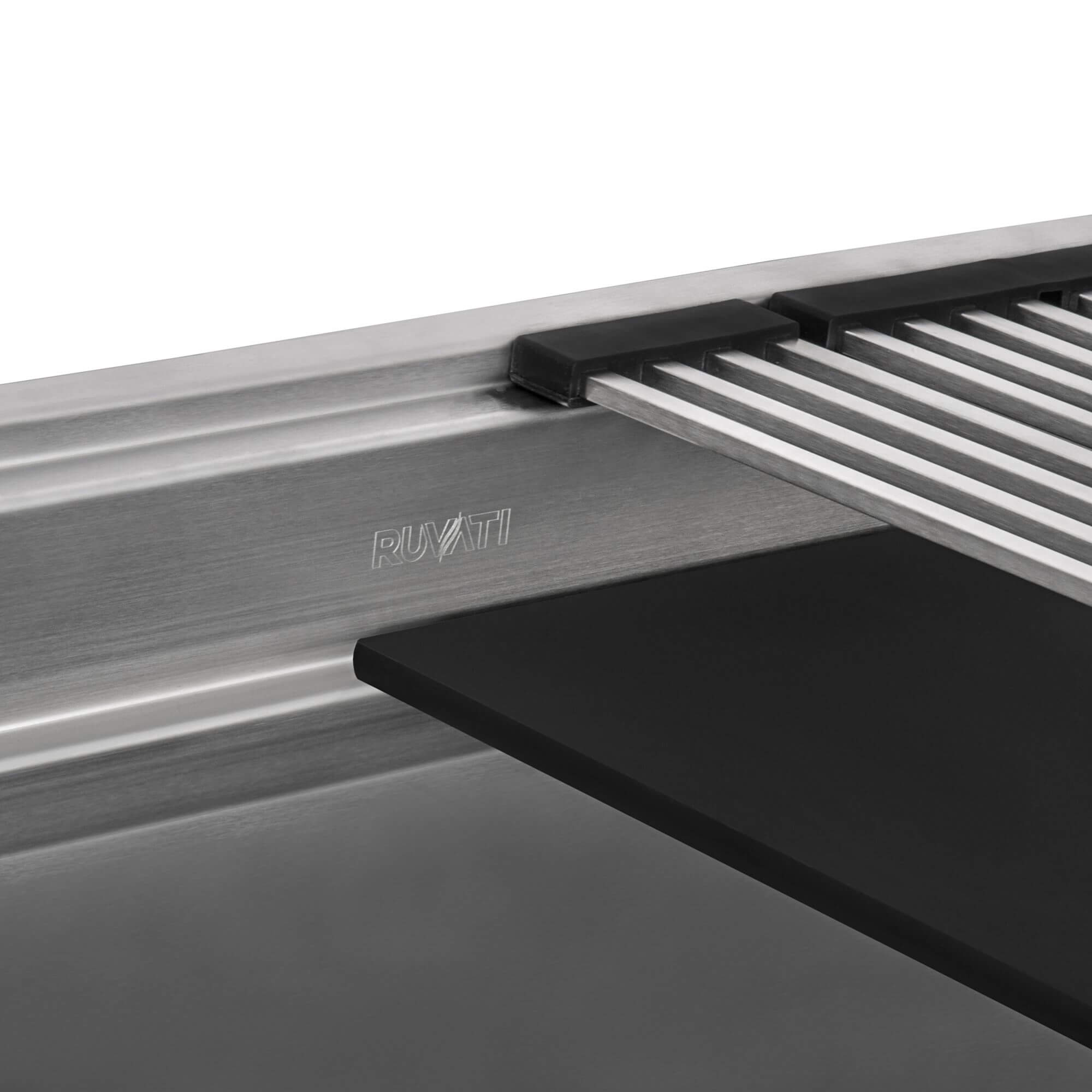 Ruvati Dual Tier Nova 33" Undermount Stainless Steel Workstation Kitchen Sink, 60/40 Double Bowl, RVH8254 Product Image