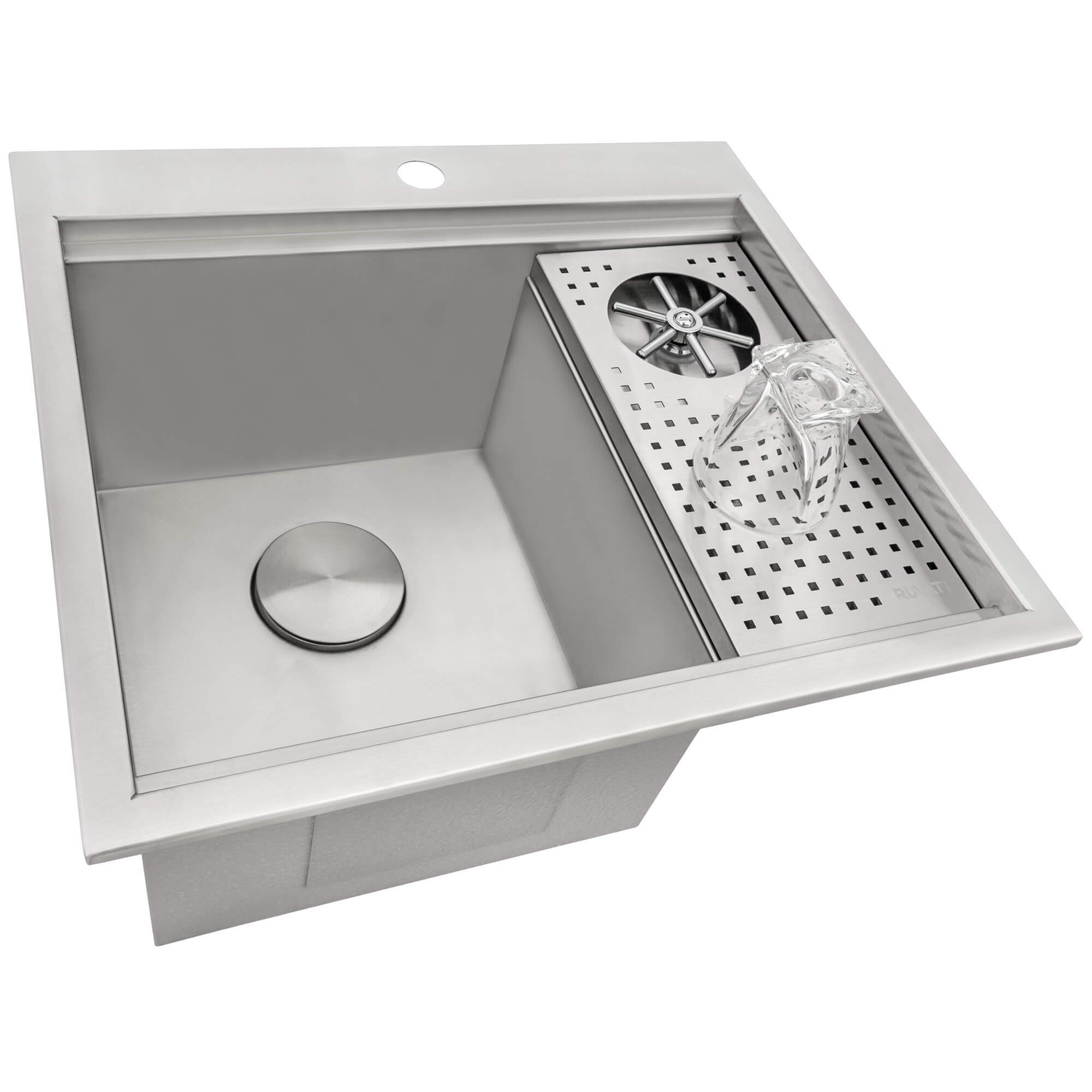 Alternative View of Ruvati Glass Rinser and Sink Combo 22 inch Workstation for Wet Bar Bottle Washer Drop in Topmount, RVH8262ST