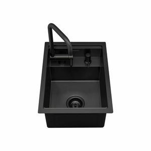 Alternate Image for Ruvati Vienna 20 inch Gunmetal Black Stainless Steel RV Sink With Concealed Faucet and Soap DIspenser, 16, RVH8272BL