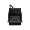 Ruvati Vienna 20 inch Gunmetal Black Stainless Steel RV Sink With Concealed Faucet and Soap DIspenser, 16, RVH8272BL
