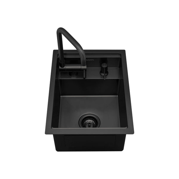 Main Image of Ruvati Vienna 20 inch Gunmetal Black Stainless Steel RV Sink With Concealed Faucet and Soap DIspenser, 16, RVH8272BL