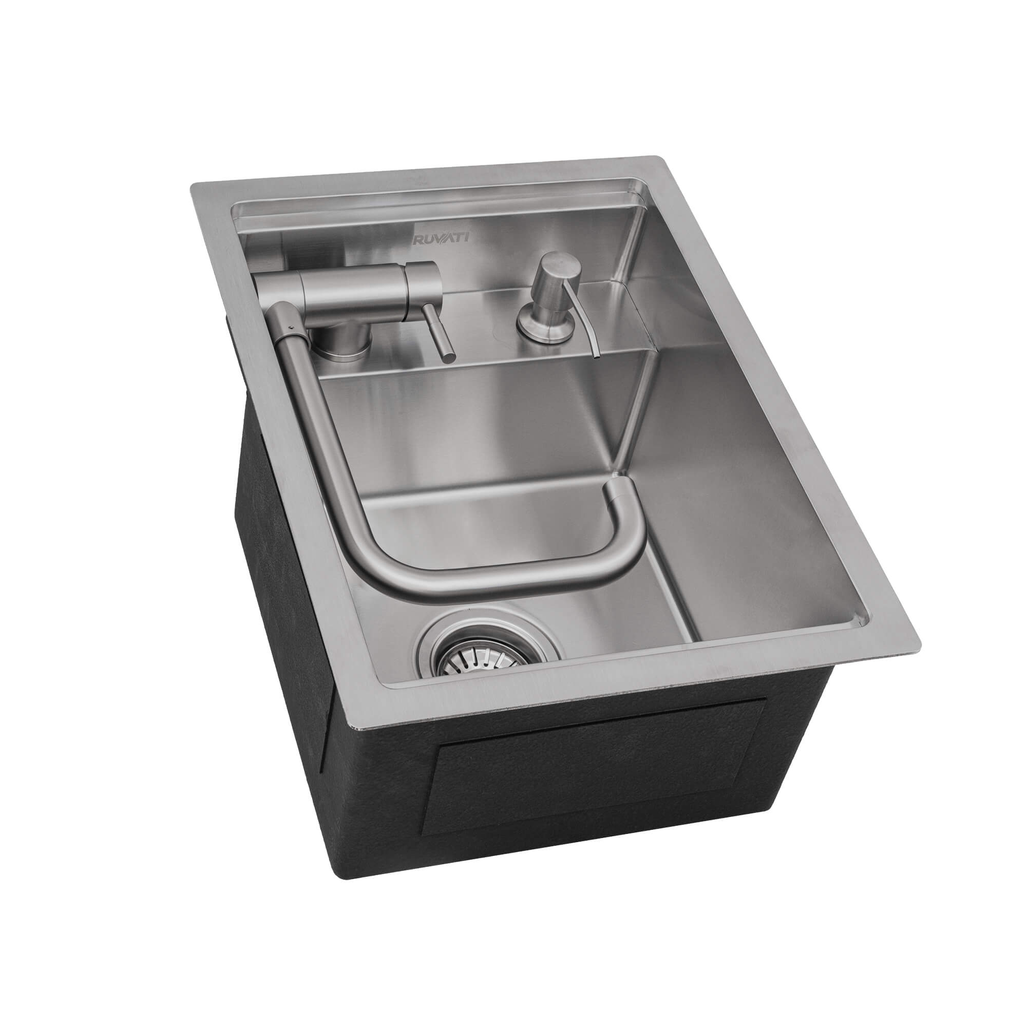 Alternative View of Ruvati Vienna 20 inch Stainless Steel RV Sink With Concealed Faucet and Soap DIspenser, 16, RVH8272ST