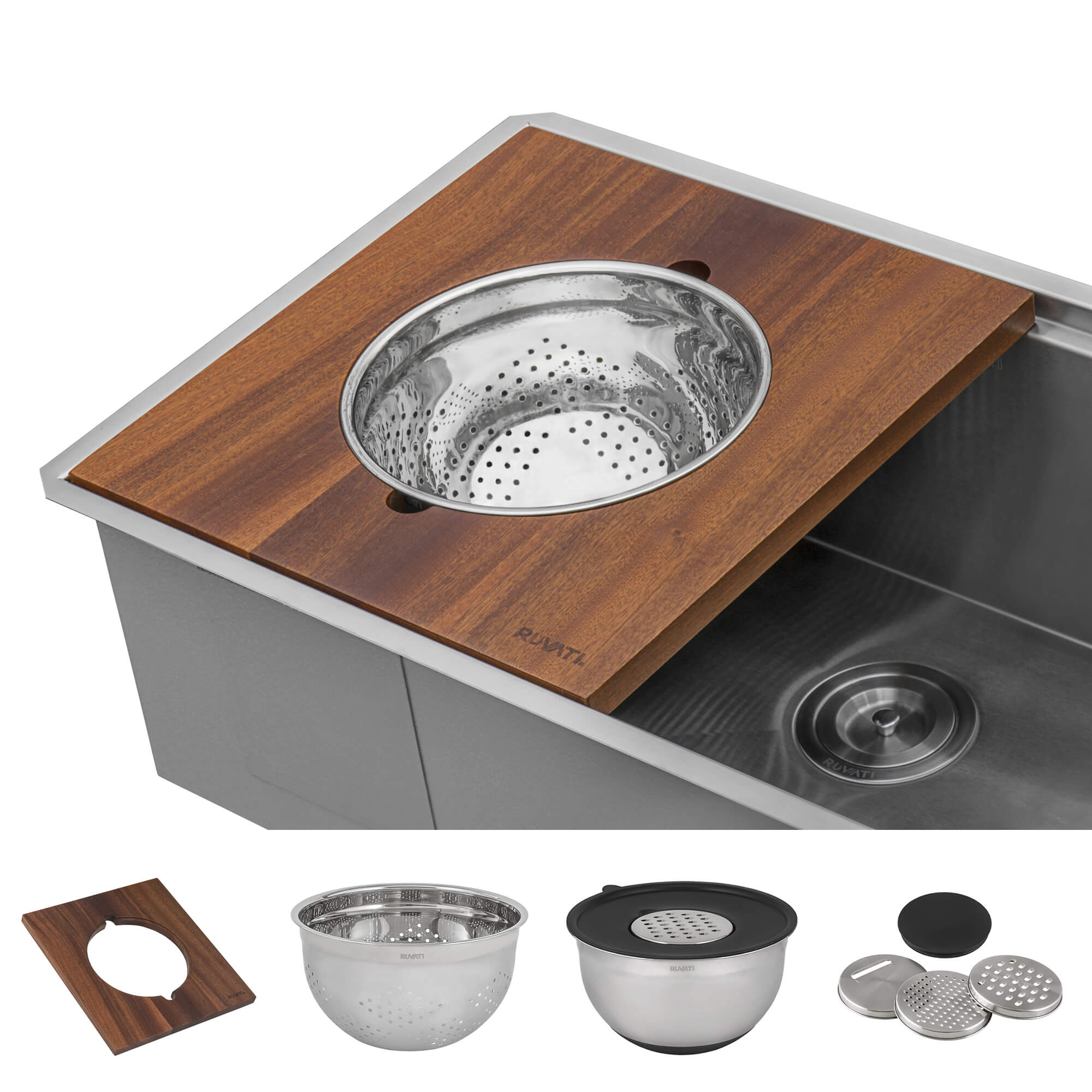 Alternative View of Ruvati Dual-Tier 36" Undermount Stainless Steel Workstation Kitchen Sink, 16 Gauge, RVH8277
