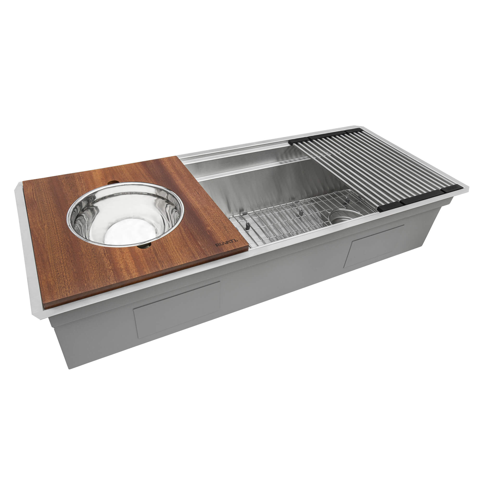 Alternative View of Ruvati Dual-Tier 39" Undermount Stainless Steel Workstation Kitchen Sink, 16 Gauge, RVH8299