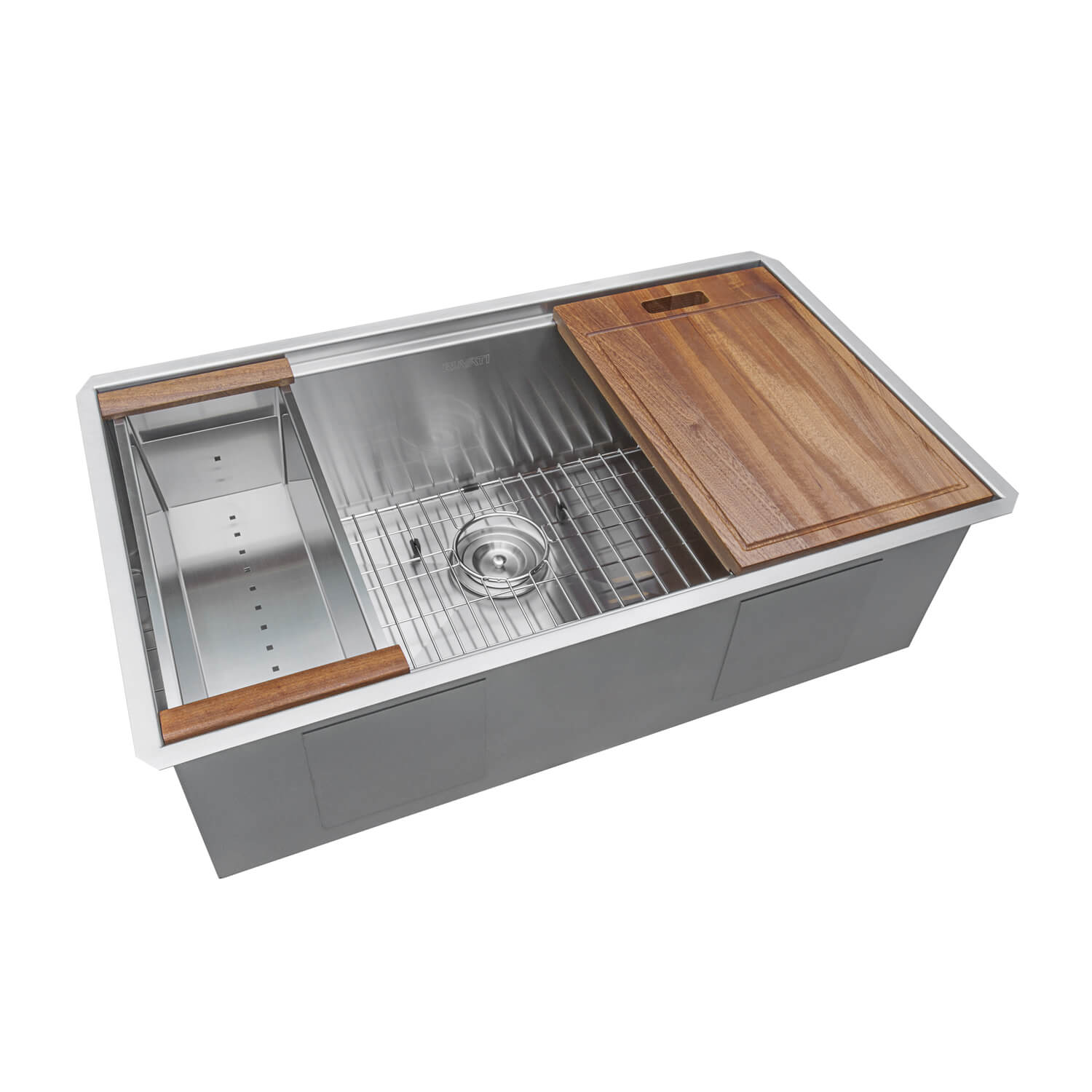 Alternative View of Ruvati Roma Pro 32" Undermount Stainless Steel Workstation Kitchen Sink, 16 Gauge, Rounded Corners, RVH8301