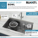 Alternative View of Ruvati Roma Pro 32" Undermount Stainless Steel Workstation Kitchen Sink, 16 Gauge, Rounded Corners, RVH8301