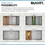 Alternative View of Ruvati Roma Pro 32" Undermount Stainless Steel Workstation Kitchen Sink, 16 Gauge, Rounded Corners, RVH8301