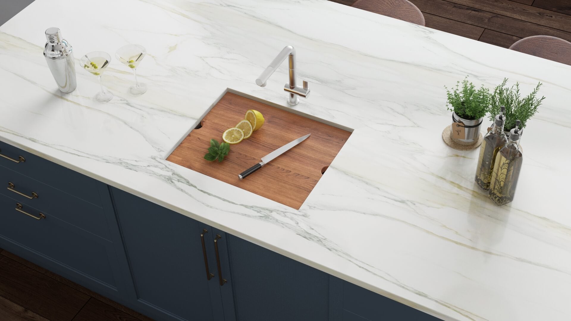 Alternative View of Ruvati Roma 21" Undermount Rectangle Stainless Steel Workstation Bar/Prep Sink, 16 Gauge, RVH8307