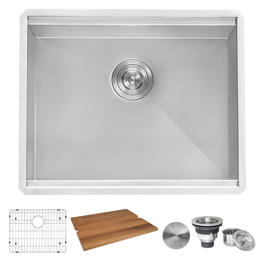 Alternative View of Ruvati Roma 23" Undermount Rectangle Stainless Steel Workstation Bar/Prep Sink, 16 Gauge, RVH8308