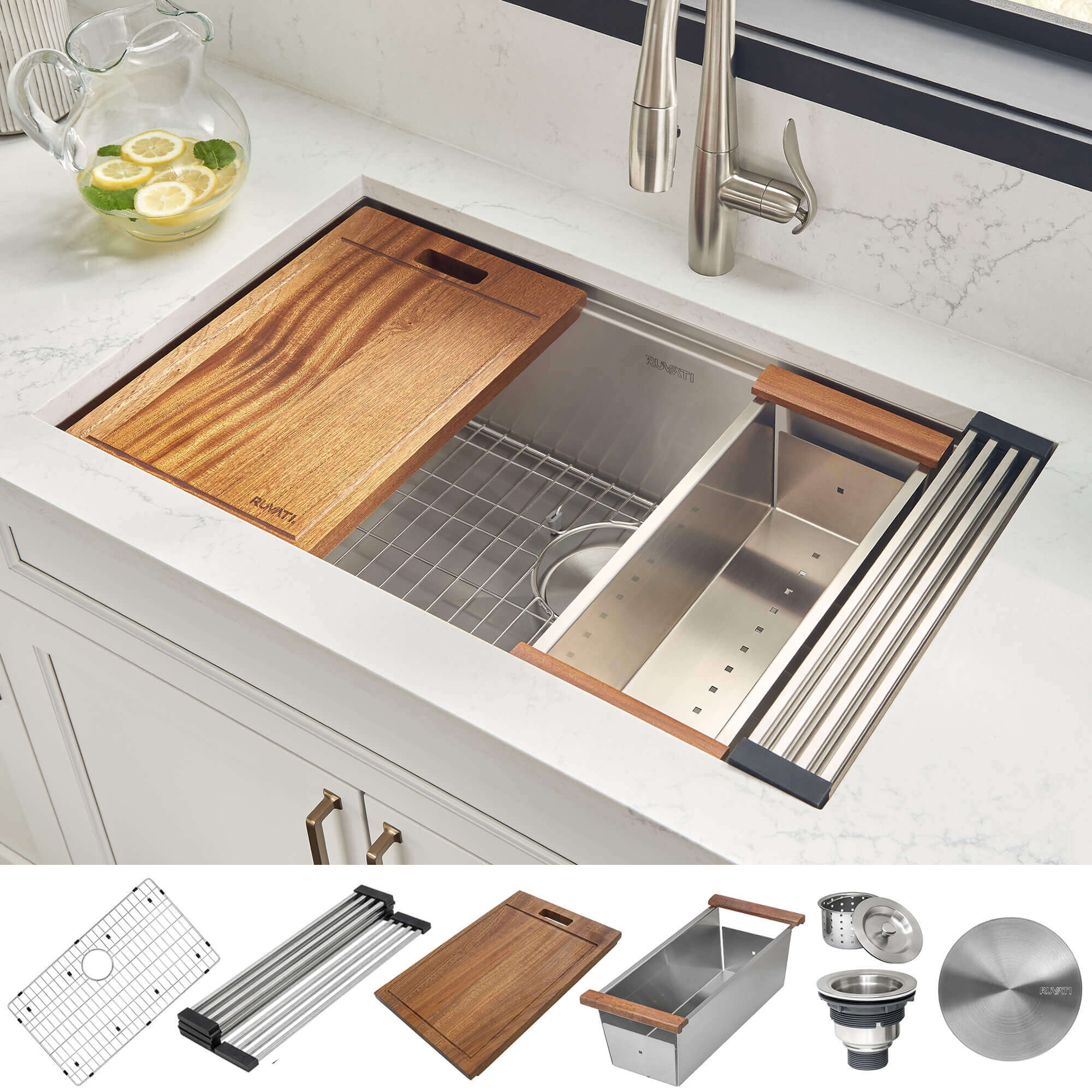 Workstation Kitchen Sinks | Built-In Accessories & Prep Stations