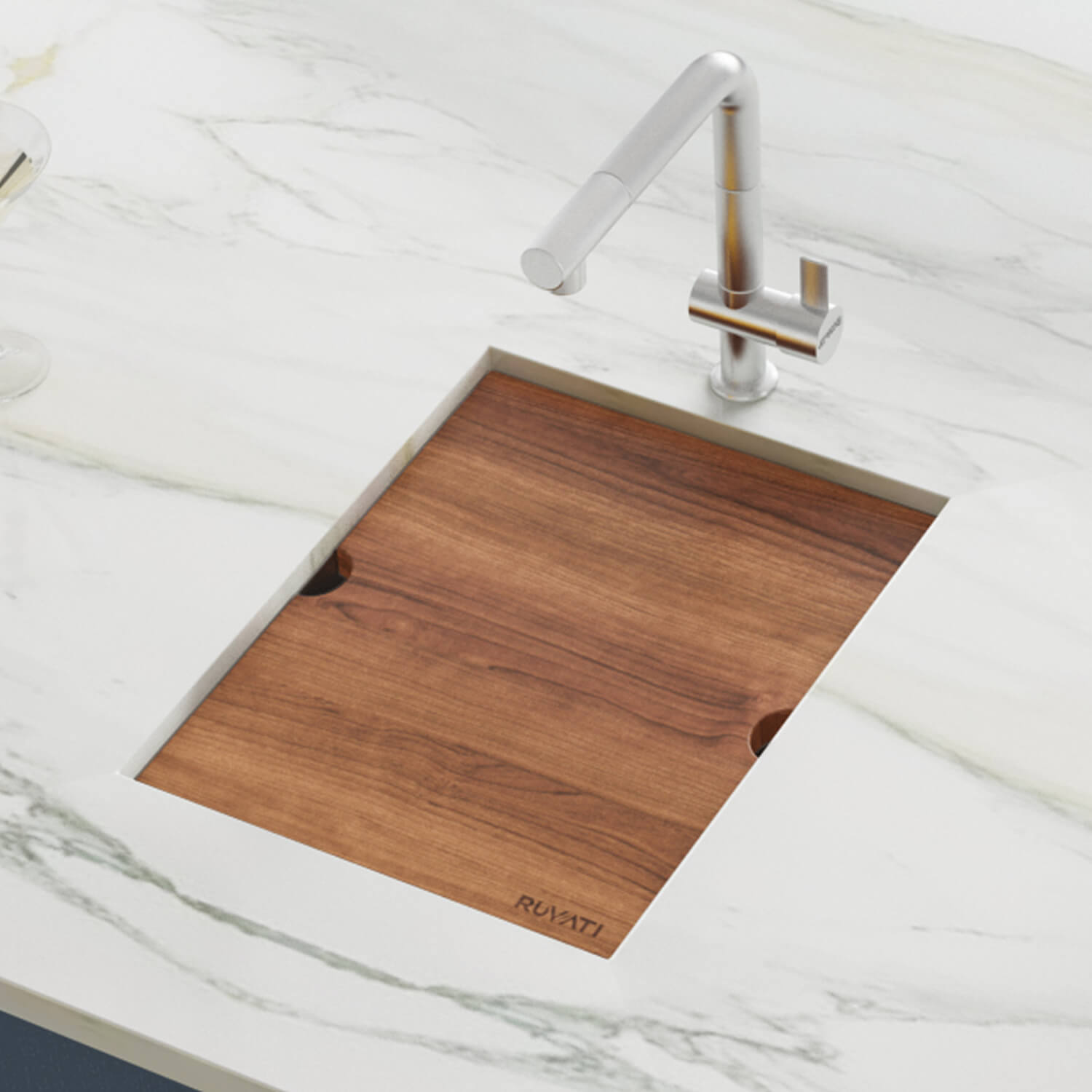 Alternative View of Ruvati Roma 13" Undermount Rectangle Stainless Steel Workstation Bar/Prep Sink, 16 Gauge, RVH8316