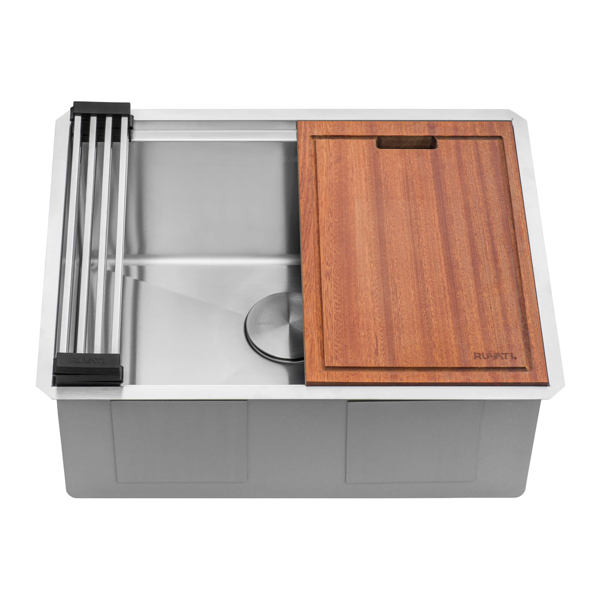 Alternative View of Ruvati Roma Pro 24" Undermount Stainless Steel Workstation Kitchen Sink, 16 Gauge, Rounded Corners, RVH8324