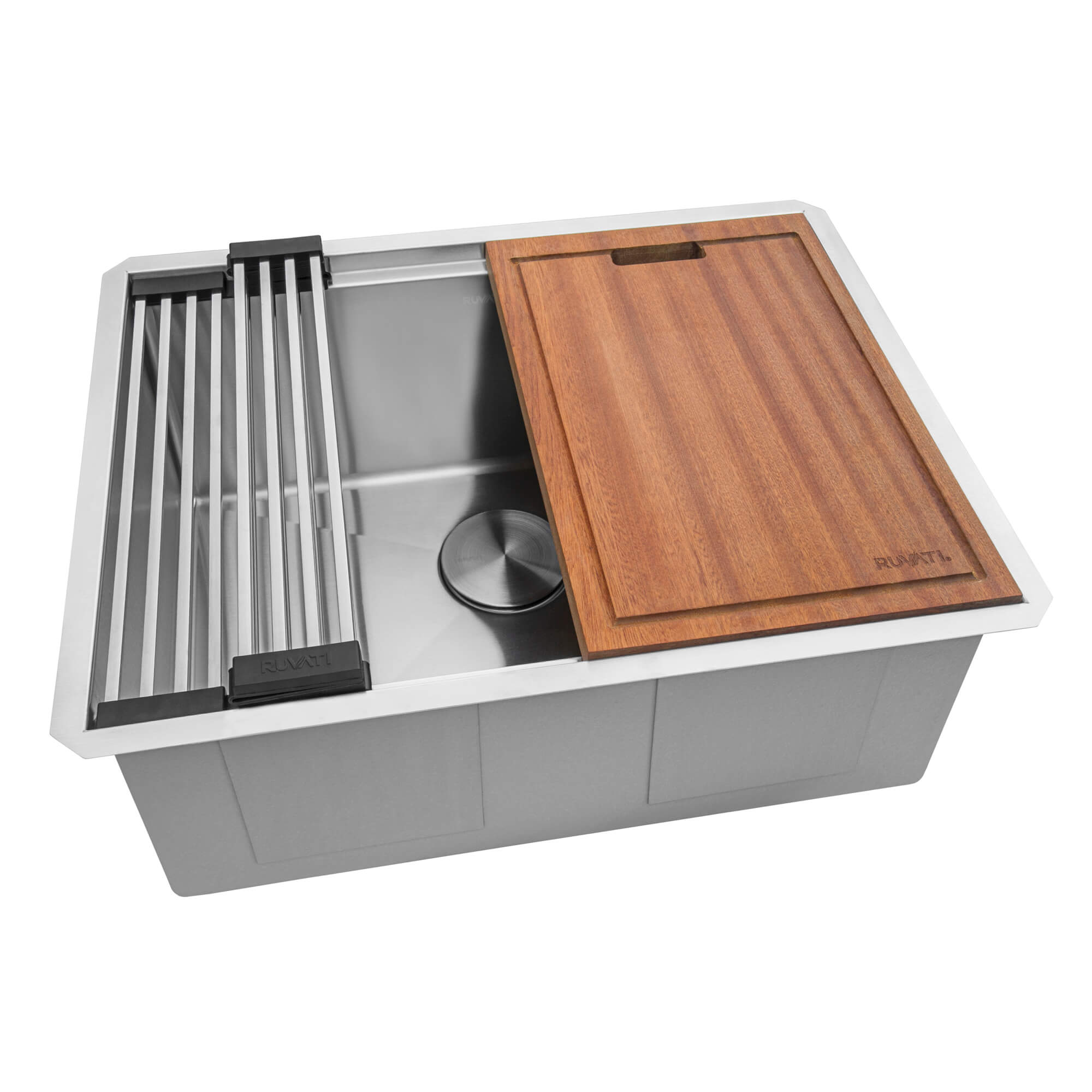 Alternative View of Ruvati Roma Pro 24" Undermount Stainless Steel Workstation Kitchen Sink, 16 Gauge, Rounded Corners, RVH8324