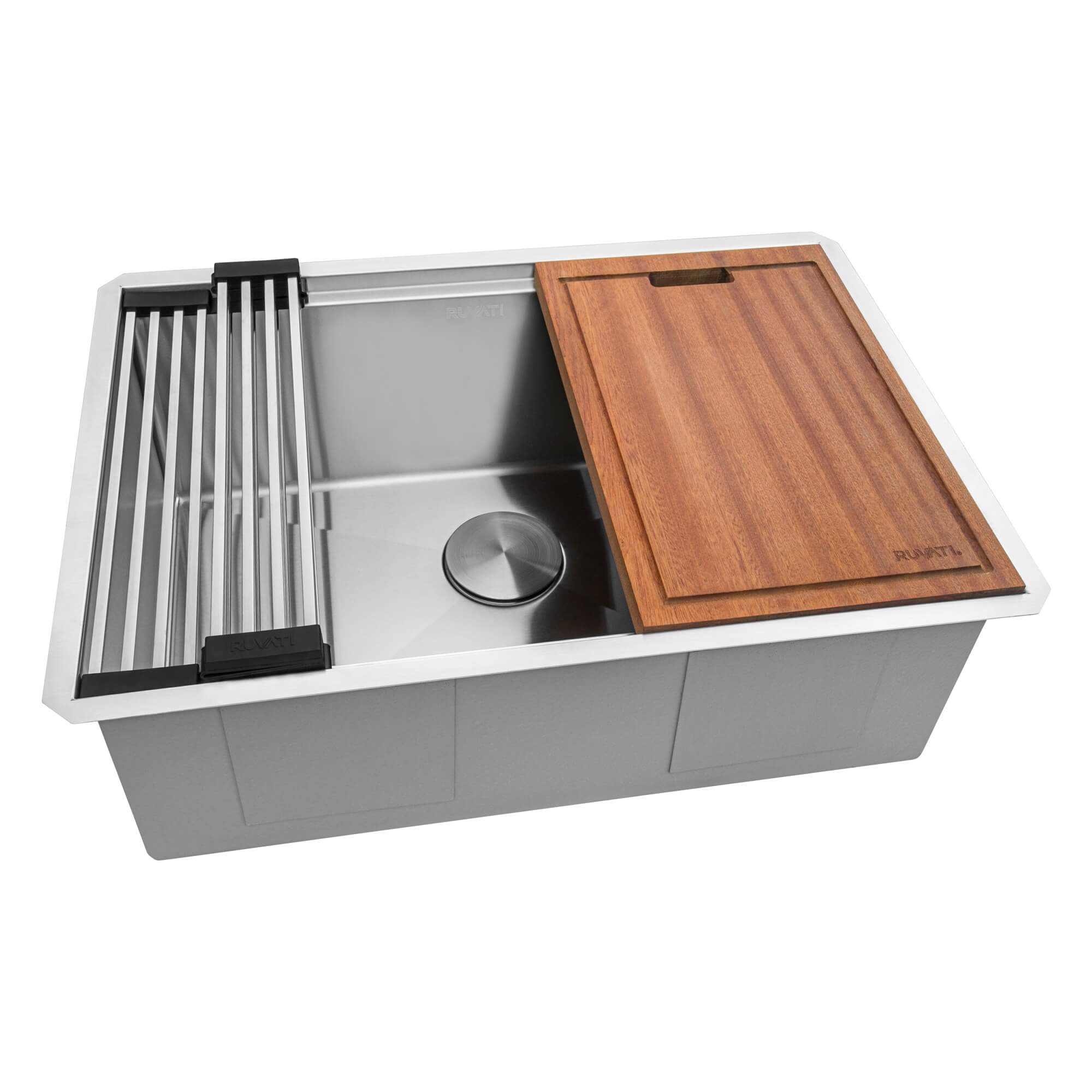 Alternative View of Ruvati Roma Pro 27" Undermount Stainless Steel Workstation Kitchen Sink, 16 Gauge, Rounded Corners, RVH8327