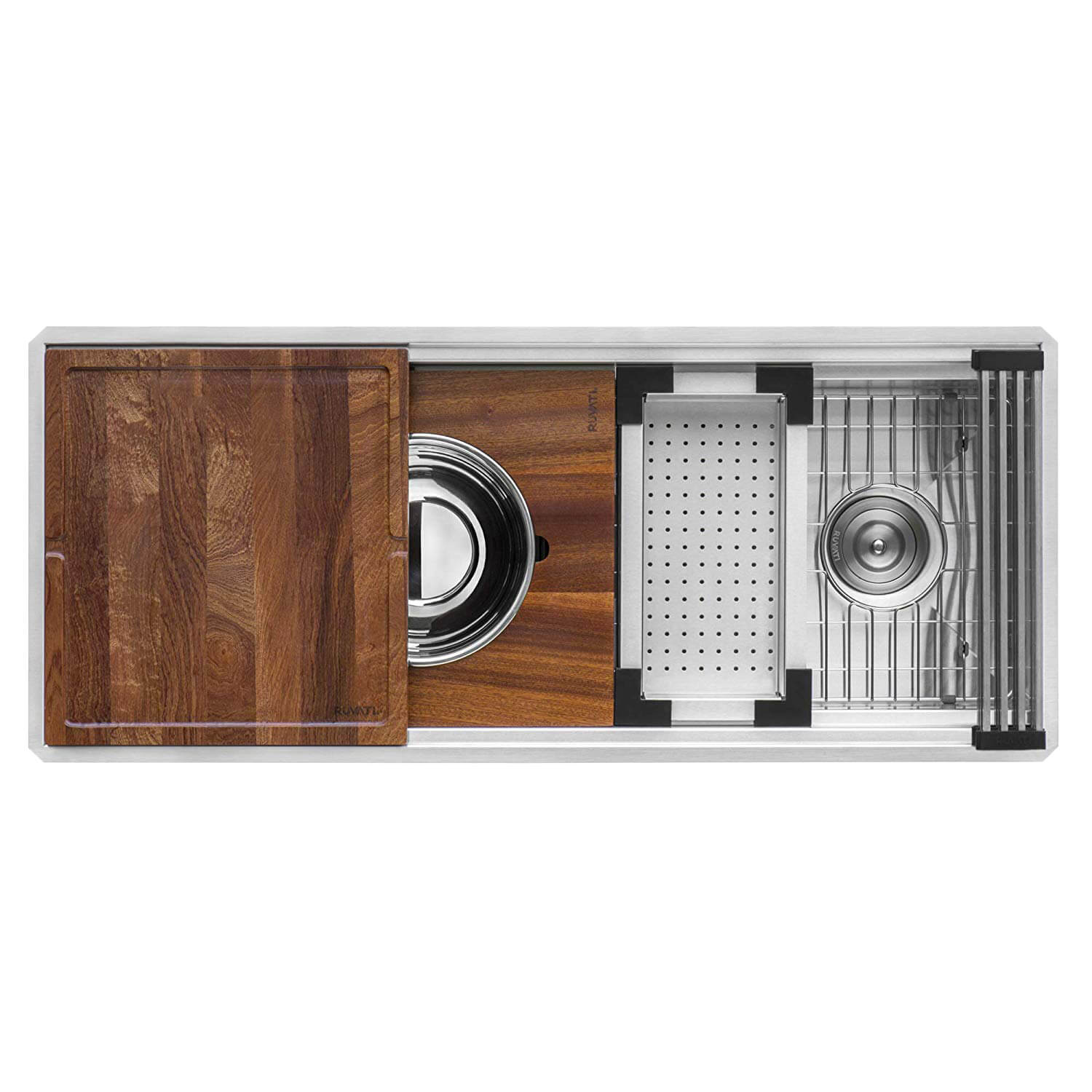 Alternative View of Ruvati Dual-Tier 45" Undermount Stainless Steel Workstation Kitchen Sink, 16 Gauge, RVH8333