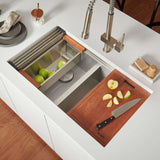 Main Image of Ruvati Roma 30" Undermount Stainless Steel Workstation Kitchen Sink, 50/50 Double Bowl, 16 Gauge, RVH8345