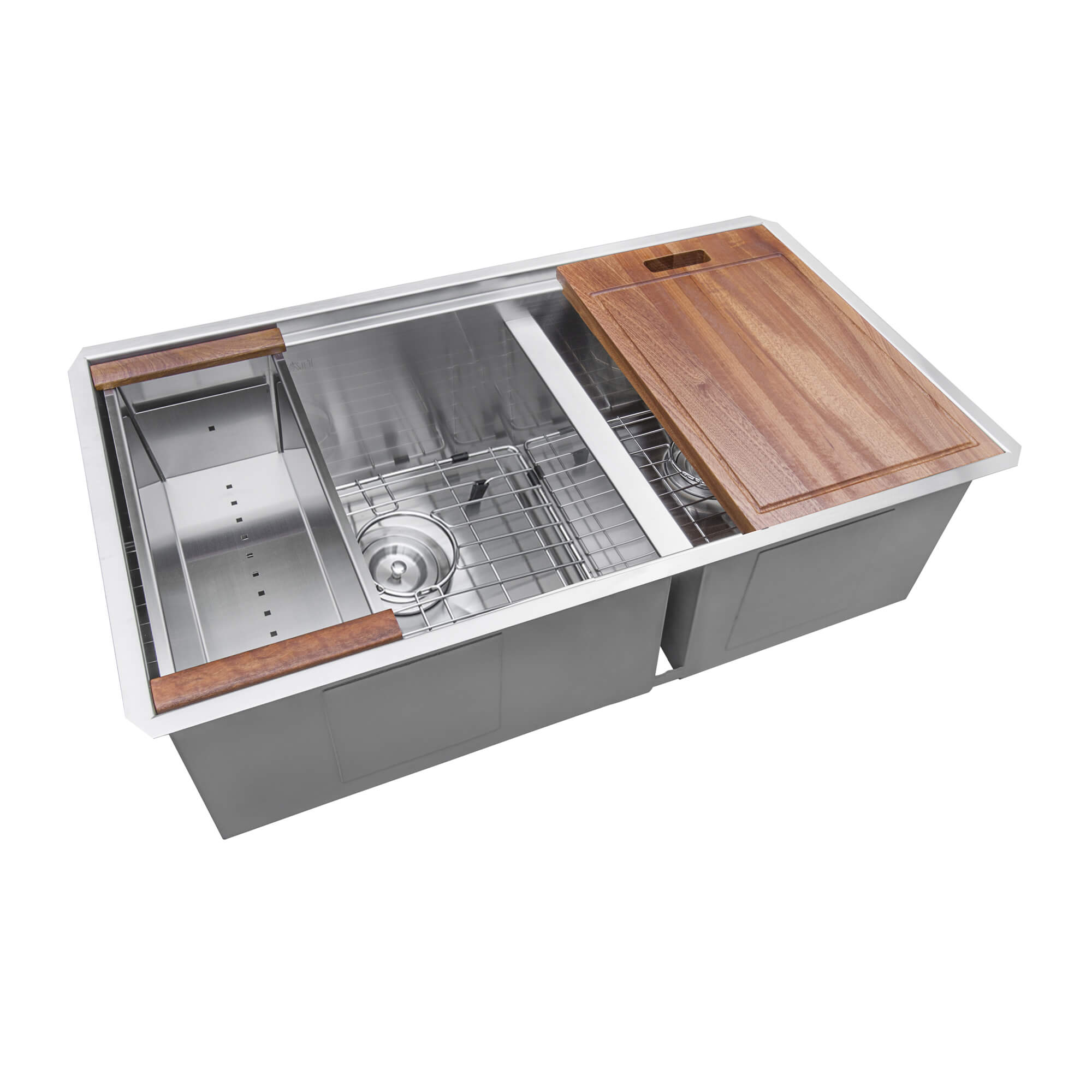 Alternative View of Ruvati Roma 28" Undermount Stainless Steel Workstation Kitchen Sink, 60/40 Low Divide Double Bowl, 16 Gauge, RVH8341