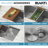 Alternative View of Ruvati Roma 28" Undermount Stainless Steel Workstation Kitchen Sink, 60/40 Low Divide Double Bowl, 16 Gauge, RVH8341