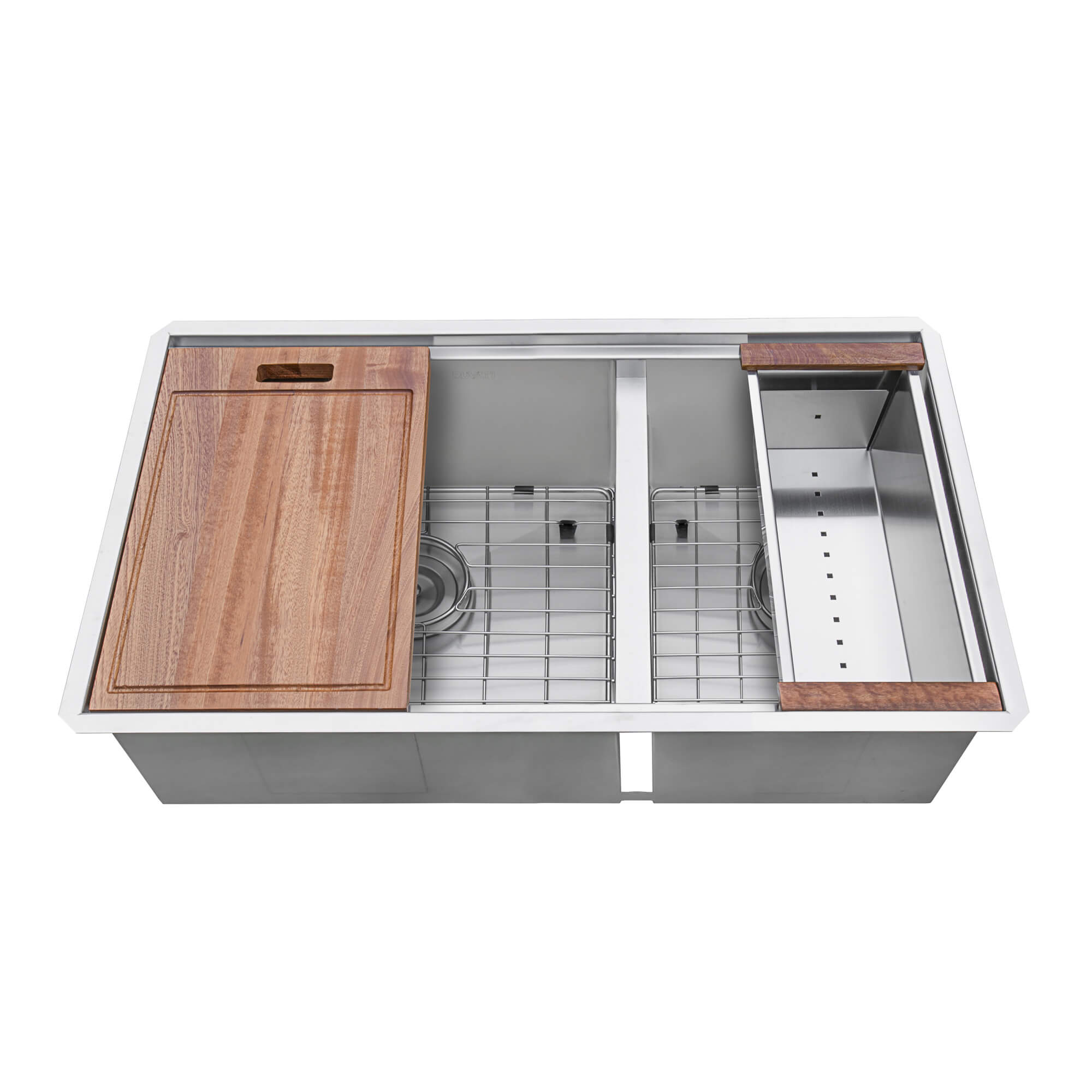 Alternative View of Ruvati Roma 28" Undermount Stainless Steel Workstation Kitchen Sink, 60/40 Low Divide Double Bowl, 16 Gauge, RVH8341