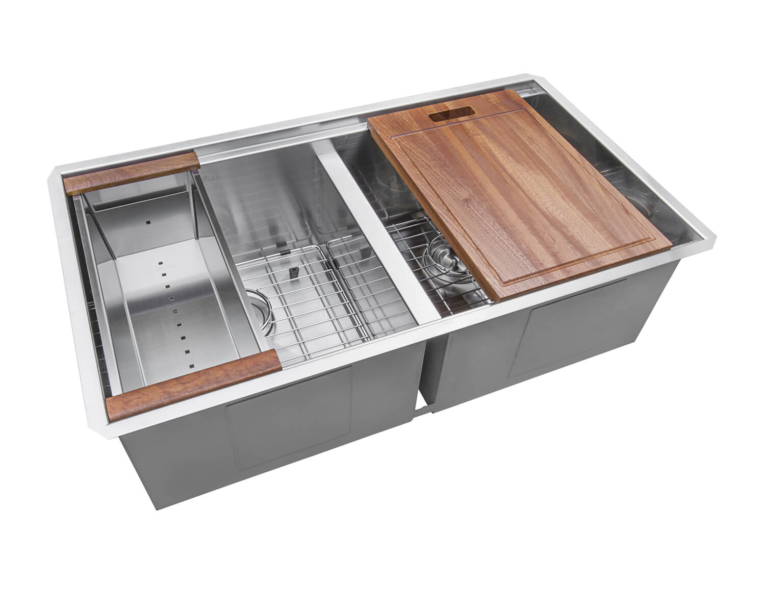 Alternative View of Ruvati Roma 30" Undermount Stainless Steel Workstation Kitchen Sink, 50/50 Double Bowl, 16 Gauge, RVH8345