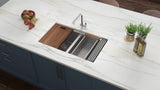 Alternative View of Ruvati Roma 36" Undermount Stainless Steel Workstation Kitchen Sink, 60/40 Double Bowl, 16 Gauge, RVH8359