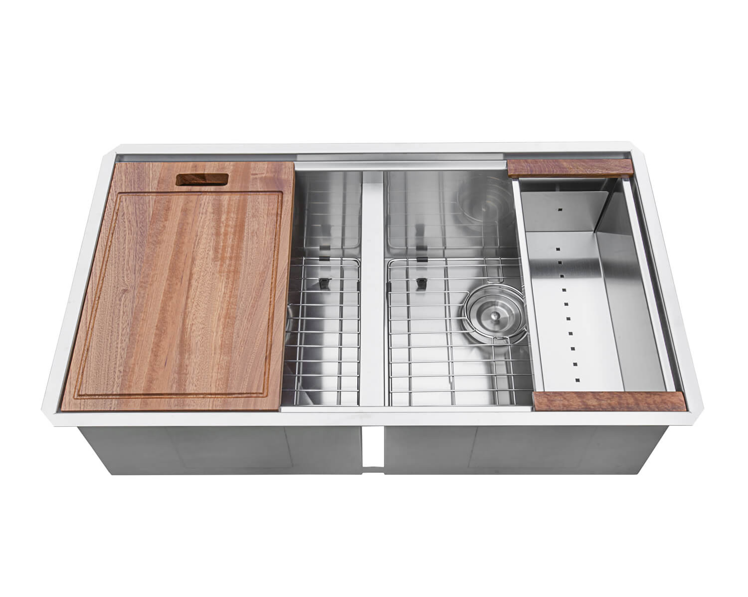 Alternative View of Ruvati Roma 30" Undermount Stainless Steel Workstation Kitchen Sink, 50/50 Double Bowl, 16 Gauge, RVH8345