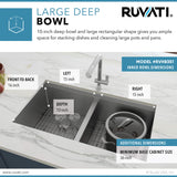 Alternative View of Ruvati Roma Pro 33" Undermount Stainless Steel Workstation Kitchen Sink, 50/50 Double Bowl, 16 Gauge, Rounded Corners, RVH8351