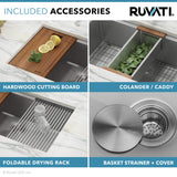 Alternative View of Ruvati Roma Pro 33" Undermount Stainless Steel Workstation Kitchen Sink, 50/50 Double Bowl, 16 Gauge, Rounded Corners, RVH8351