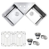 Alternative View of Ruvati Gravena 43" Undermount Corner Stainless Steel Kitchen Sink, 50/50 Double Bowl, 16 Gauge, RVH8400