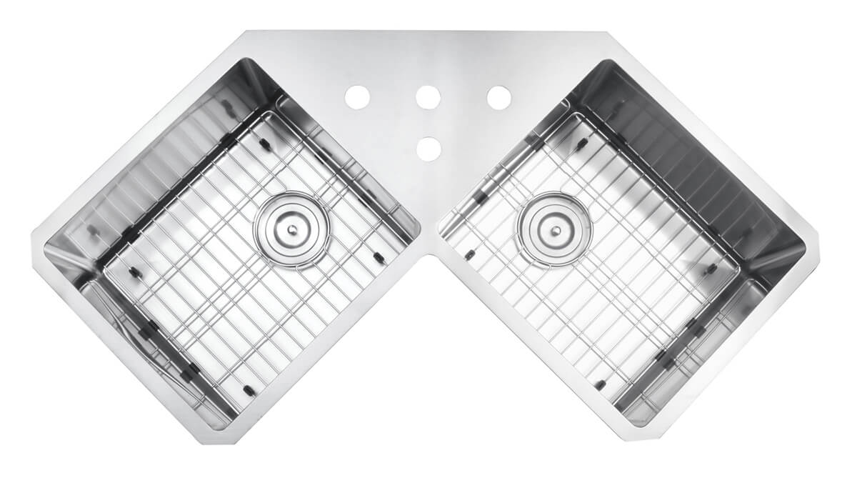 Alternative View of Ruvati Gravena 43" Undermount Corner Stainless Steel Kitchen Sink, 50/50 Double Bowl, 16 Gauge, RVH8400