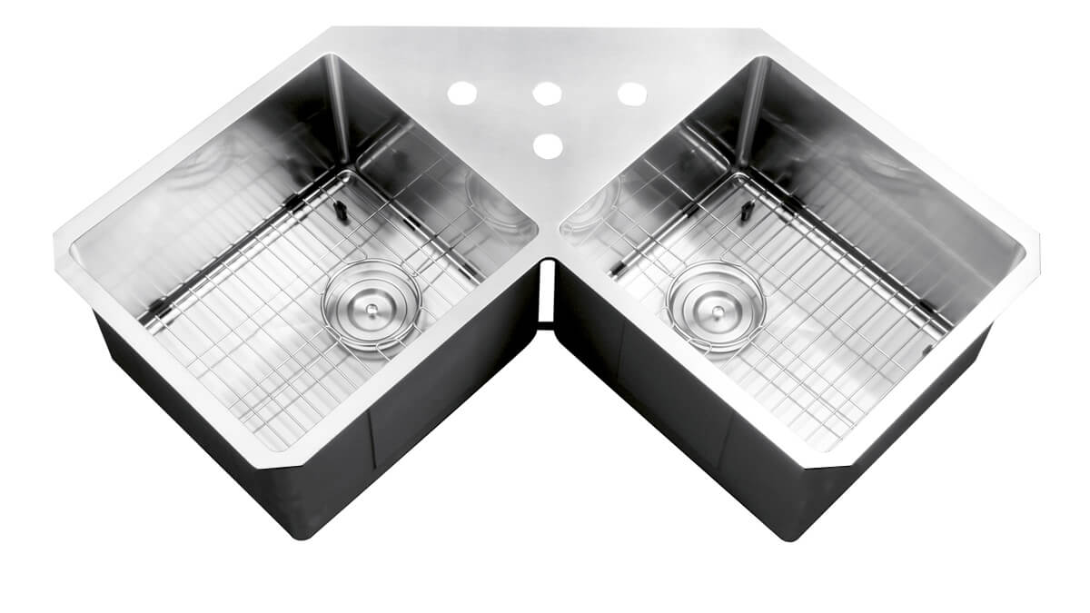 Alternative View of Ruvati Gravena 43" Undermount Corner Stainless Steel Kitchen Sink, 50/50 Double Bowl, 16 Gauge, RVH8400