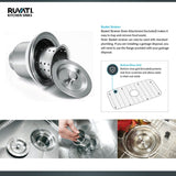 Alternative View of Ruvati Gravena 43" Undermount Corner Stainless Steel Kitchen Sink, 50/50 Double Bowl, 16 Gauge, RVH8400