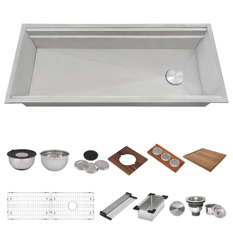 Ruvati Dual-Tier 45" Drop-in Topmount Stainless Steel Workstation Kitchen Sink, 16 Gauge, RVH8433