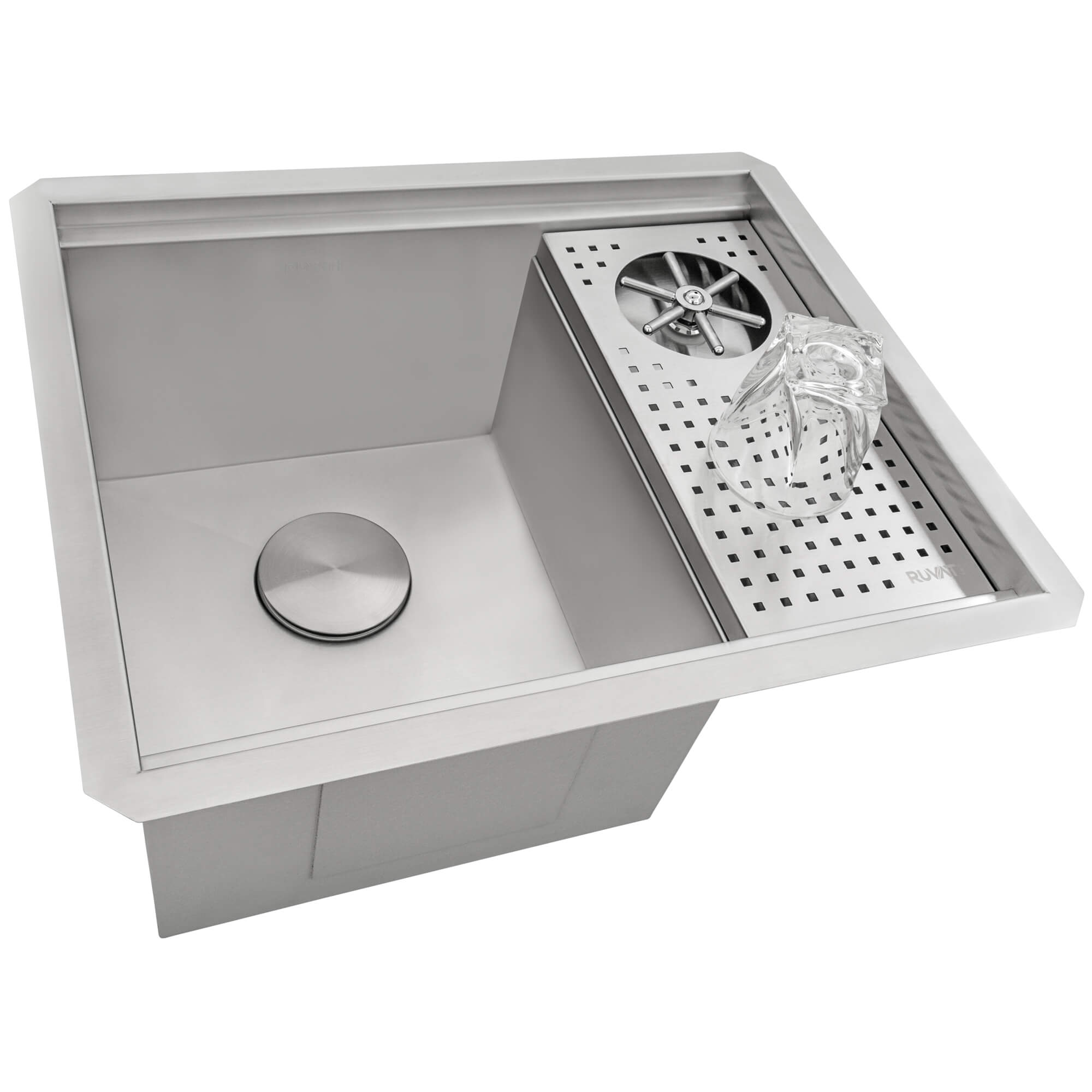 Alternative View of Ruvati Glass Rinser and Sink Combo 22 inch Workstation for Wet Bar Bottle Washer Undermount, RVH8542ST