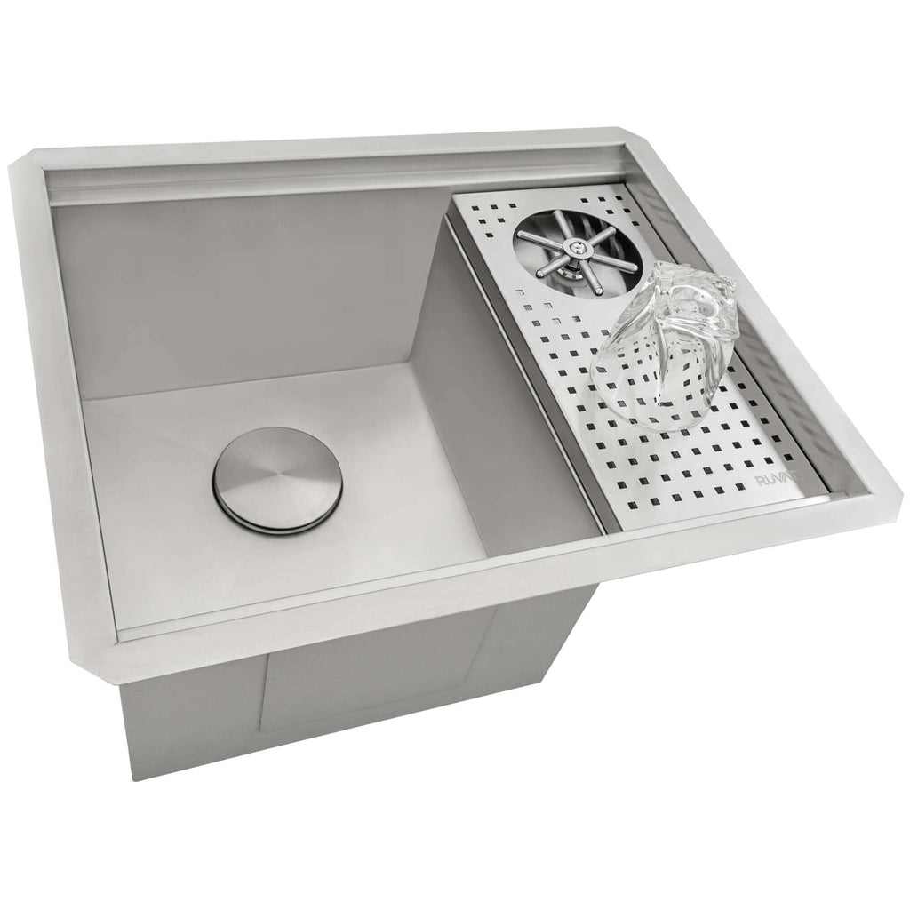 Sink Bot Machine Ruvati Glass Rinser and Sink Combo 22 inch Workstation for Wet Bar Bot