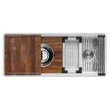 Alternative View of Ruvati Dual-Tier 57" Undermount Stainless Steel Workstation Kitchen Sink, 16 Gauge, RVH8555