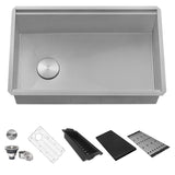 Ruvati Veniso Nova 27" Slope Bottom Offset Drain Undermount Stainless Steel Workstation Kitchen Sink, 16 Gauge, RVH8573