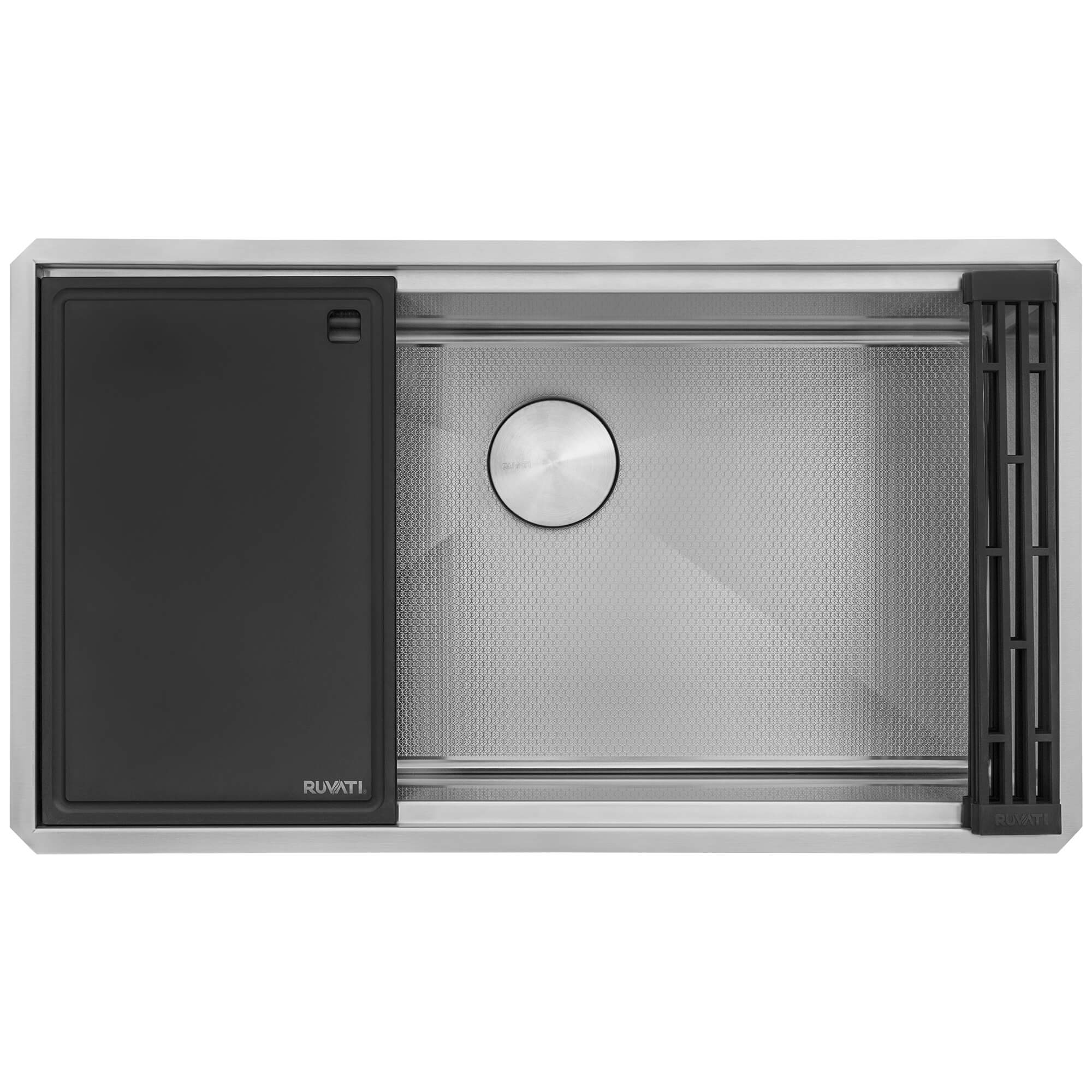 Alternative View of Ruvati Roma Hex Hex Bottom 30-inch Workstation Scratch Resistant Embossed Texture Kitchen Sink Stainless Steel, 16, RVH8630